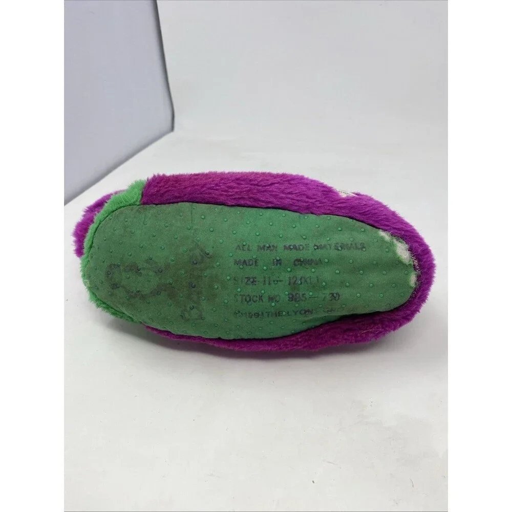 Vintage 1993 Barney Kids/Toddler Slippers- XL 11-12 The Lyons Group